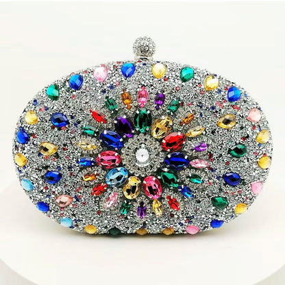 Crystal Sunflower Evening Clutch | Rhinestone Party Bag with Chain Handle(MAC356)