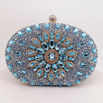 Crystal Sunflower Evening Clutch | Rhinestone Party Bag with Chain Handle(MAC356)
