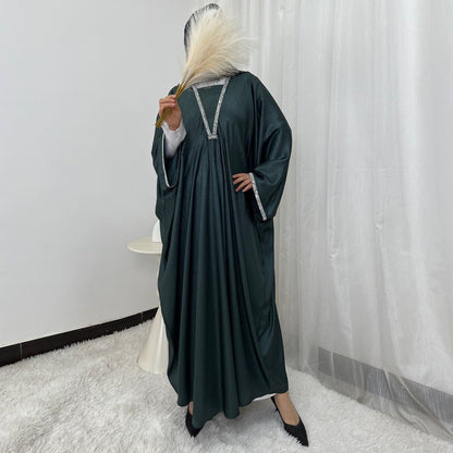 Crystal Trim Butterfly Sleeve Abaya | Oversized Prayer Dress(MA350)