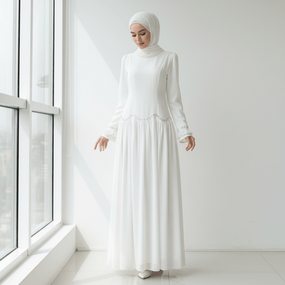 Crystal Waist Chain Dress with Ruffle Cuffs(MS306)