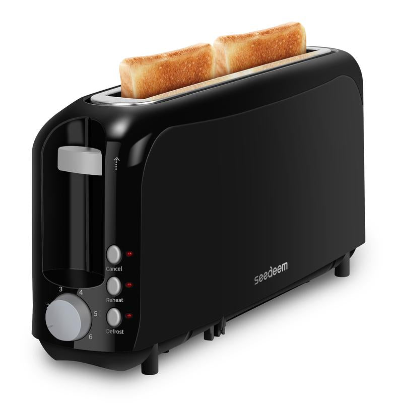 Fits-Anywhere 750W Slim Toaster with 6 Shade Settings, Cancel, Reheat & Defrost, Removable Crumb Tray - Perfect Toast Every Time!