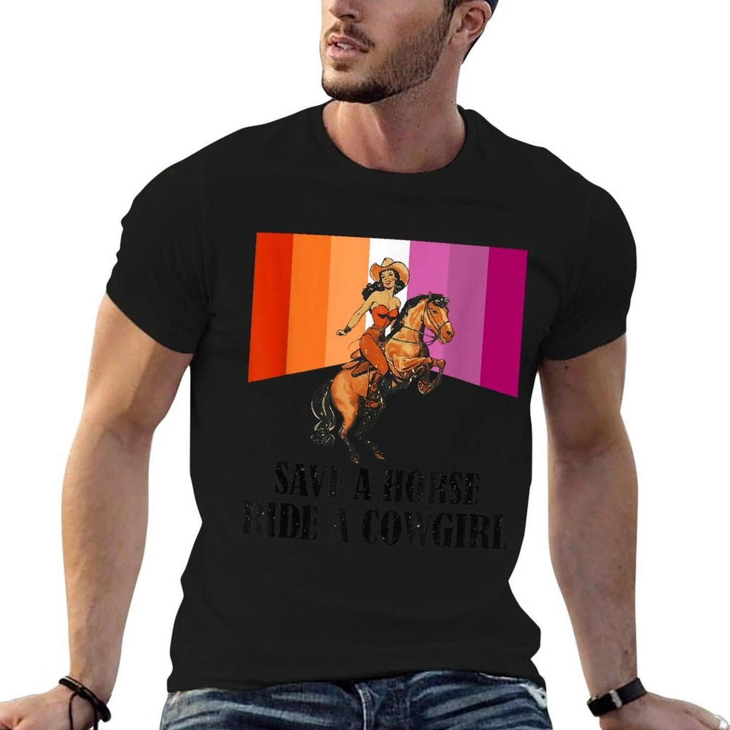 Lesbian Subtle WLW Ride A Cowgirl Queer Gay Pride Month  High-quality Stitching T-Shirt