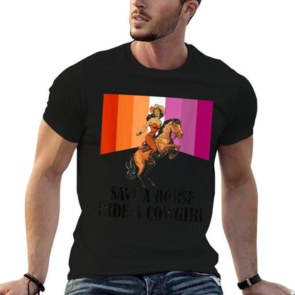Lesbian Subtle WLW Ride A Cowgirl Queer Gay Pride Month  High-quality Stitching T-Shirt