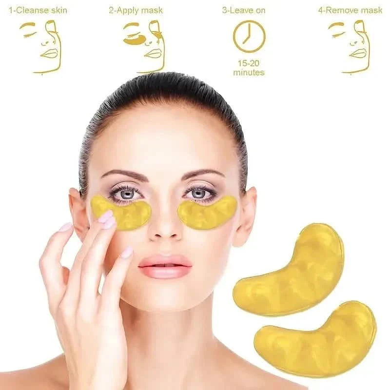Two packs of golden under eye patches from DailySale for hydrating and refreshing the under eye area for women and men.
