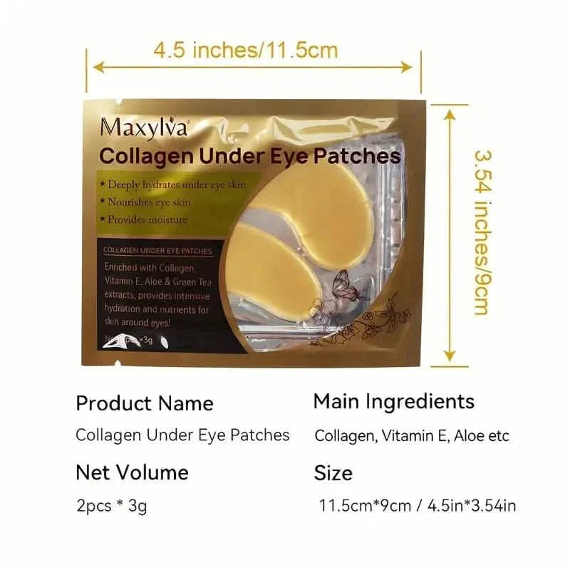 Two packs of golden under eye patches for hydrating eye care, suitable for women and men, from DailySale in beauty and personal care.