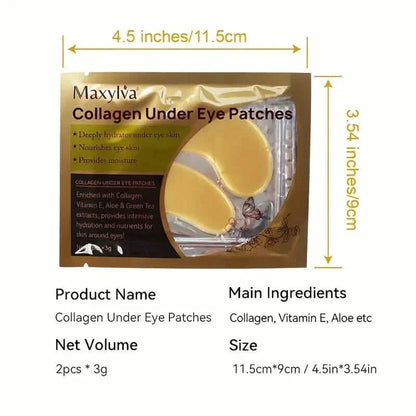 Two packs of golden under eye patches for hydrating eye care, suitable for women and men, from DailySale in beauty and personal care.