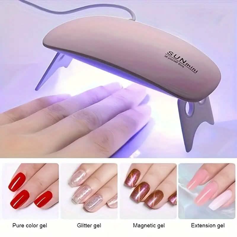 Mini UV/LED nail dryer with three LED lights, compact design, ideal for quick at-home gel nail curing, from DailySale.