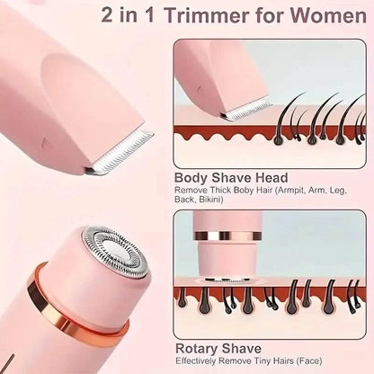 Women’s 2-in-1 Bikini and facial electric razor by DailySale, USB rechargeable, suitable for wet and dry use in beauty and personal care.