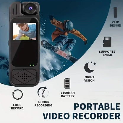 Premium portable body camera recorder in HD with SD card compatibility, designed for security and personal recording.