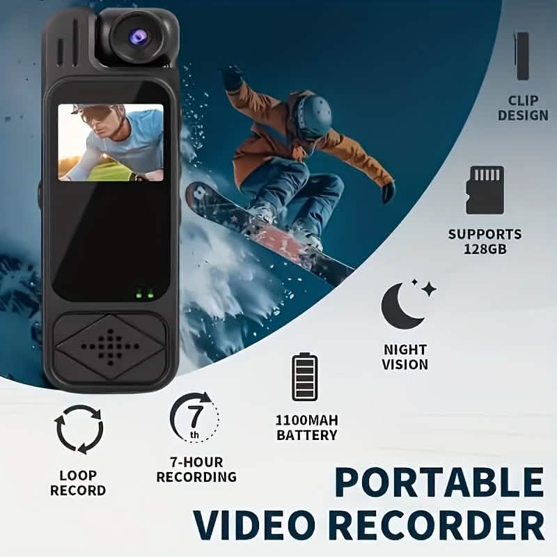 Premium portable body camera recorder with HD video and SD card compatibility, designed for reliable on-the-go recording.