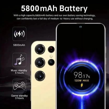 Black Android 13 5G smartphone with 6.8-inch display, dual SIM, 4GB RAM, 128GB storage, dual HD cameras from DailySale.