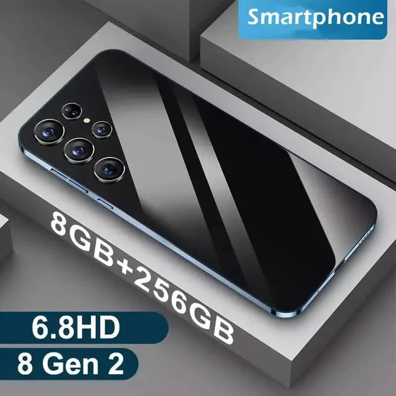 Black Android 13 5G smartphone with 6.8-inch display, dual SIM, 4GB RAM, 128GB storage, 48MP and 108MP HD camera.