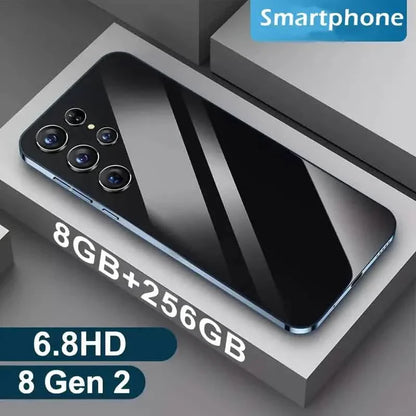Black Android 13 5G smartphone with 6.8-inch display, dual SIM, 4GB RAM, 128GB storage, 48MP and 108MP HD camera.