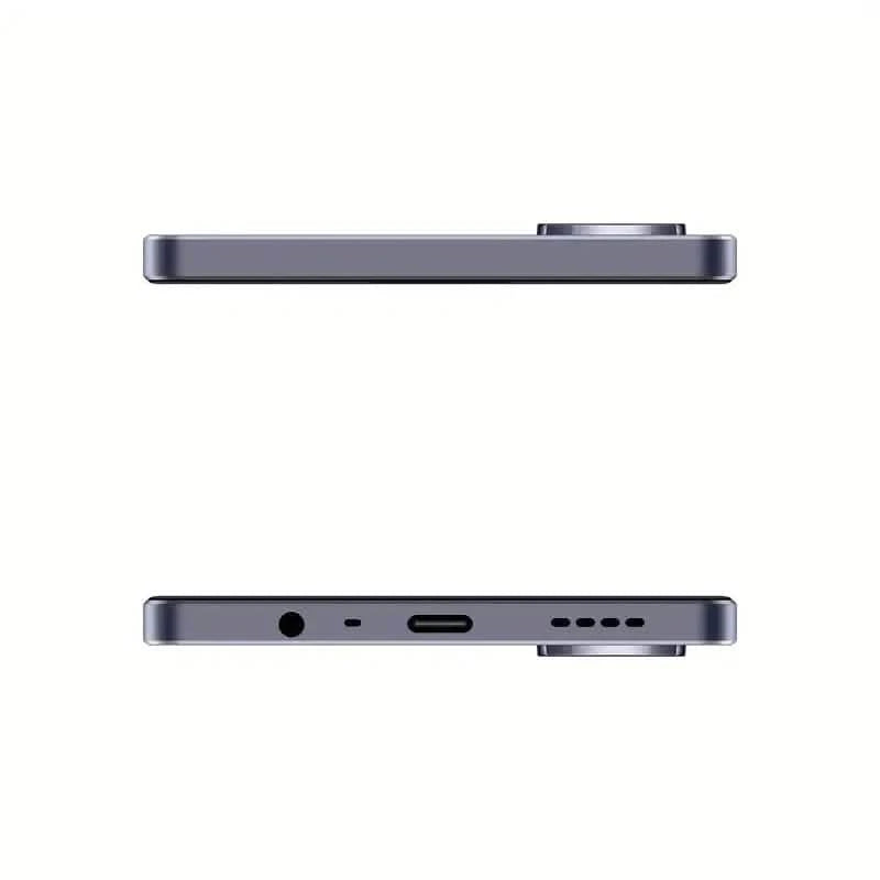 Realme Note 60 unlocked smartphone with 6GB RAM and 128GB storage, running Android 14, displayed with front and back views.