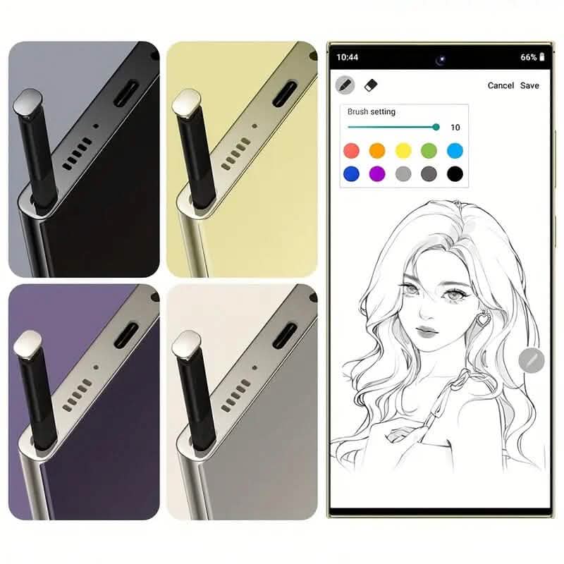 Gold Android Ultra Pro unlocked dual SIM 5G smartphone with 8GB RAM and 256GB storage, featuring a sleek modern design.
