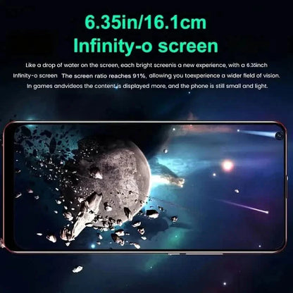 Red unlocked Smartphone 6 by DailySale showing dual SIM slots, 2GB RAM, and 32GB ROM on the screen, with a sleek modern design.