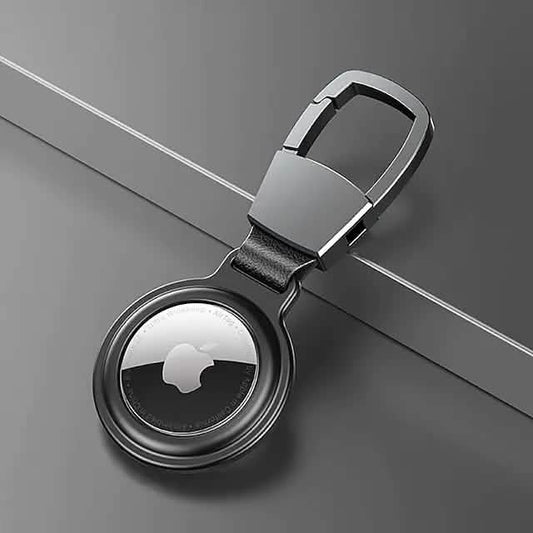 Black DailySale AirTag magnetic case with keychain for Apple AirTag, durable mobile accessory for tracking and security.