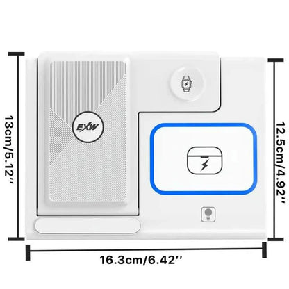 Wireless charging station by DailySale, 3-in-1 multifunctional mobile accessories with space for phone, earbuds, and smartwatch.