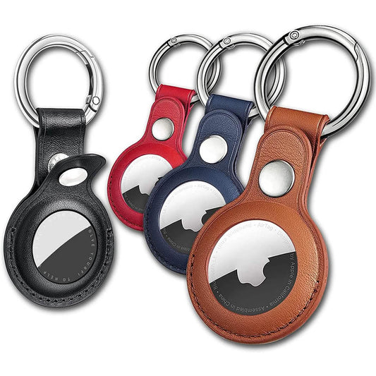 Four Eusty Air Tag keychains for Apple Airtags, durable mobile accessories for tracking and key organization.