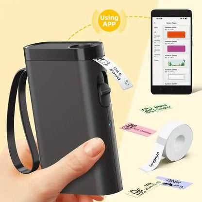Wireless thermal label maker by DailySale, portable USB printer with paper roll, rechargeable, ink-free, ideal for school, office, and art.