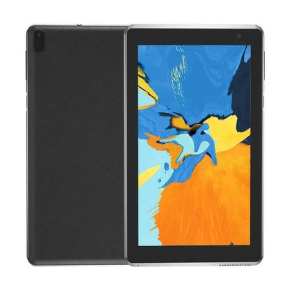 Android 12.0 tablet with dual cameras, 7-inch display, 32GB RAM, and storage, shown from a front view.
