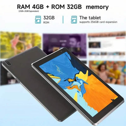 Android 12.0 dual camera 7-inch tablet with 32GB RAM and storage, featuring a sleek design and vibrant display.