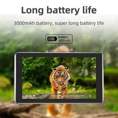 Android 12.0 dual-camera 7-inch tablet with 32GB RAM and storage, featuring a sleek design and user-friendly interface.