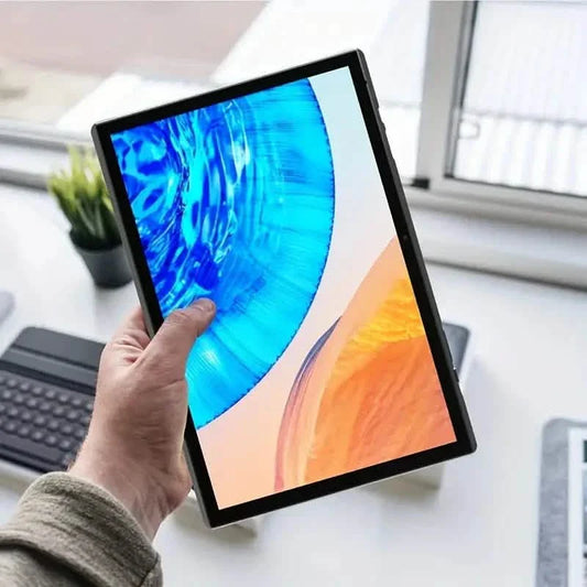 Android 14 10-inch tablet by DailySale with 2GB+4GB RAM, 32GB ROM, and 1TB expandable storage, displaying the screen and sleek design.