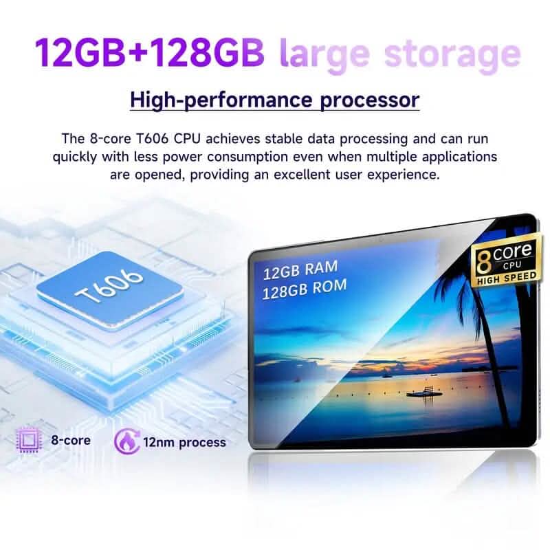 Android 14 tablet with 10.1-inch screen, 12GB RAM, 128GB ROM, keyboard, and mouse from DailySale.