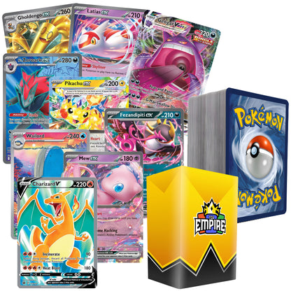 Pokemon Ultra Rare Battle Bundle with over 100 cards from DailySale, featuring colorful cards and collectible game pieces.