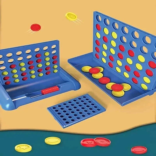 3D Classic A Row Chess set with foldable board, featuring line-up 4 game, designed for fun and strategic play by DailySale.