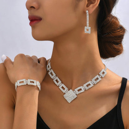 Dazzling 3-Piece Full Rhinestones Jewelry Set (MAC317)
