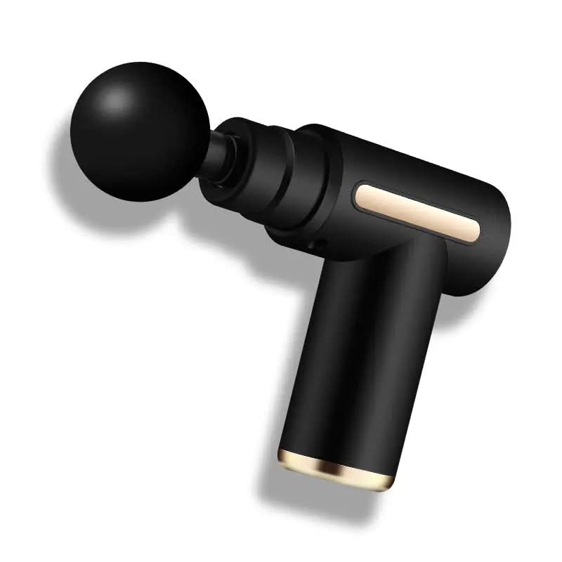 DC-eterus muscle massage gun with ergonomic handle and multiple attachment heads for deep tissue relaxation.