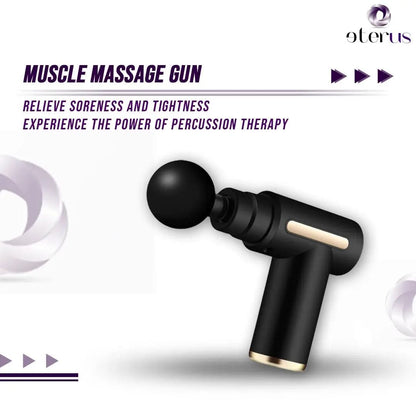 DC-eterus Muscle Massage Gun with ergonomic handle and multiple attachments for deep tissue relief.