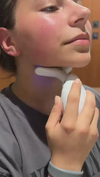 DC-eterus Neck and Face Lifting LED Therapy Device showing a sleek handheld device with LED light panels for skin rejuvenation