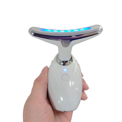 DC-eterus Neck and Face Lifting LED Therapy Device showing a sleek handheld device with LED lights for skin rejuvenation.