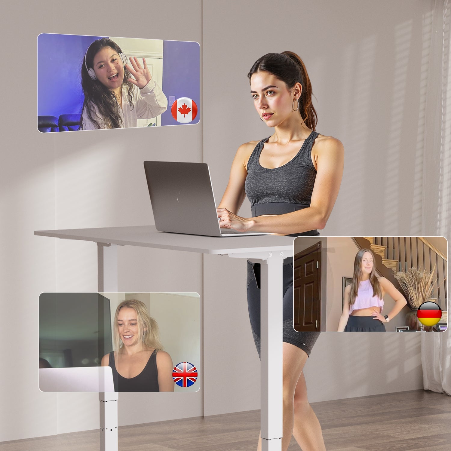 DeerRun Q2 Urban Smart Treadmill with incline, remote control, rose gold finish, compact design, ideal for walking and fitness.