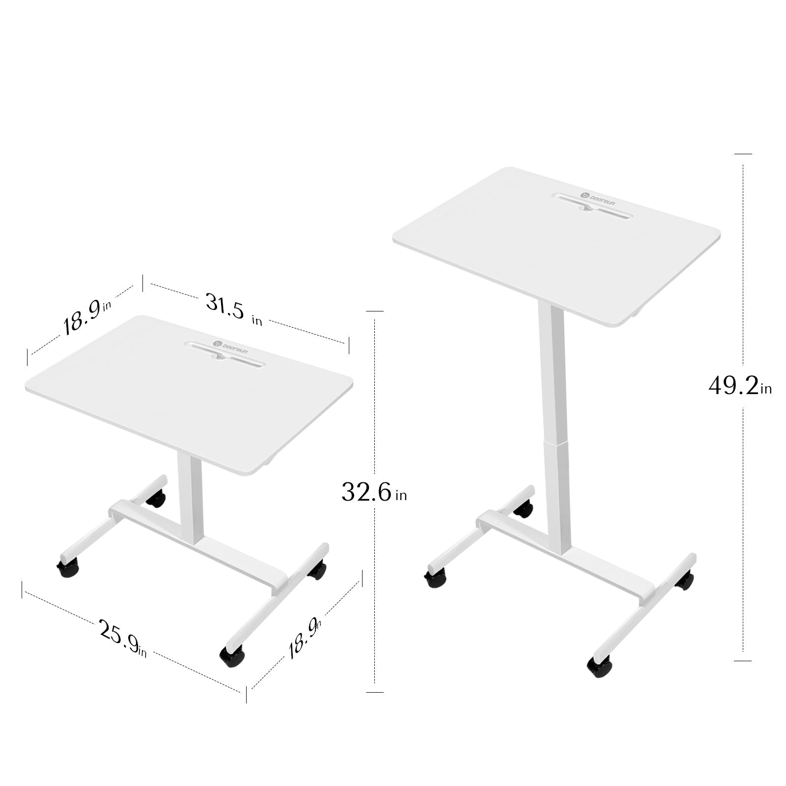 DeerRun® Adjustable Standing Desk for Treadmills, 31.5 inches long and 18.9 inches wide, portable rolling laptop desk.
