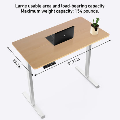DeerRun® electric standing desk with a 39 x 23-inch black surface, height adjustable for ergonomic workspace setup.