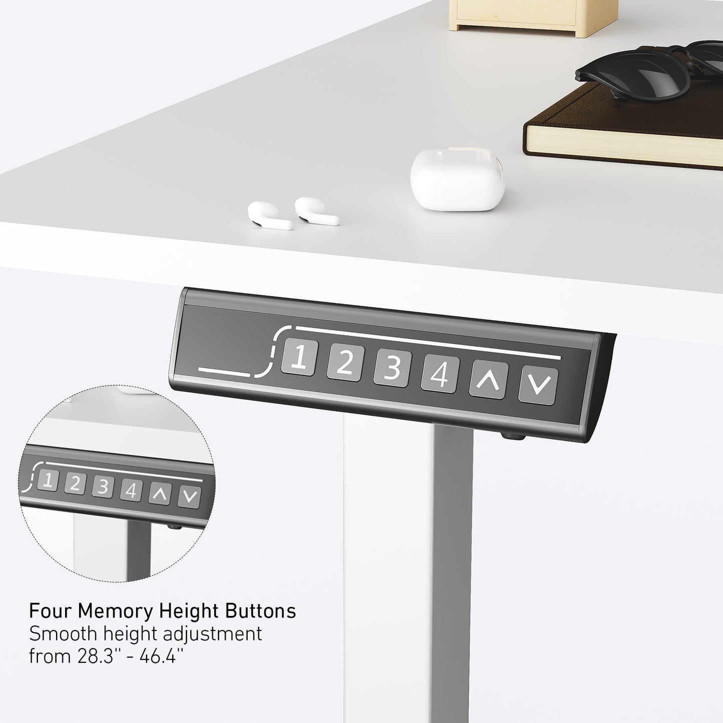 DeerRun® Electric standing desk, 39x23 inches, height adjustable with a sleek workspace and modern design.
