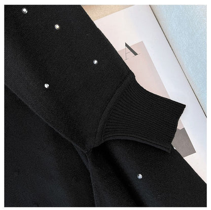 Diamond Embellished Cape Cardigan | Fringe Trim Knit Shawl Sweater(MS211)