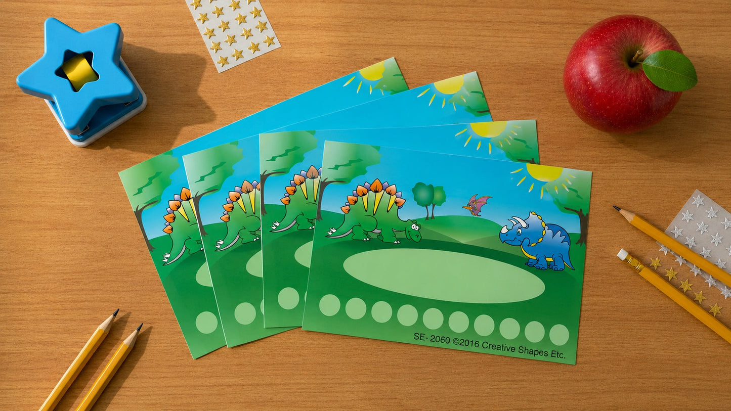 SHAPES ETC. Incentive Punch Cards - Dinosaur