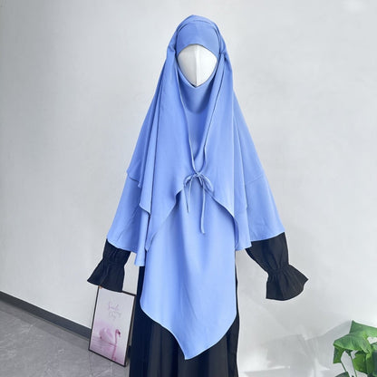 Double Layer Tie-Front Khimar(MK033)