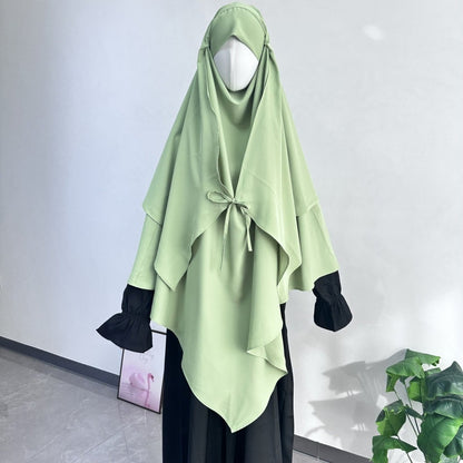 Double Layer Tie-Front Khimar(MK033)