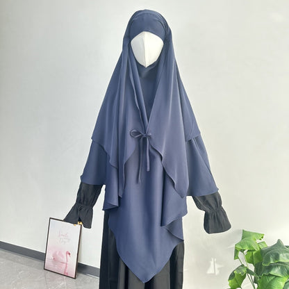 Double Layer Tie-Front Khimar(MK033)