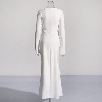 Draped Dress with Jeweled Brooches(MS347)