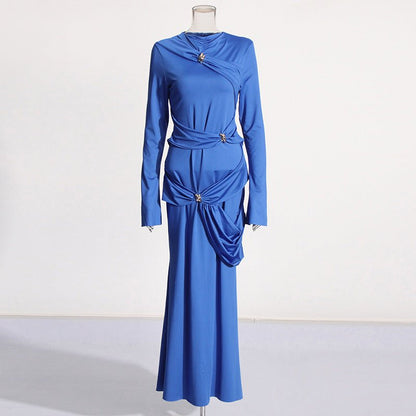 Draped Dress with Jeweled Brooches(MS347)