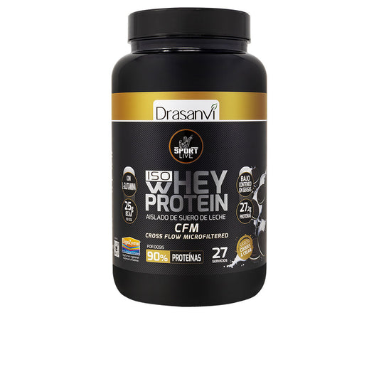 Unisex Drasanvi SPORT LIVE Drasanvi ISO Whey Protein isolate Cookies & Cream flavor in an 800g container.