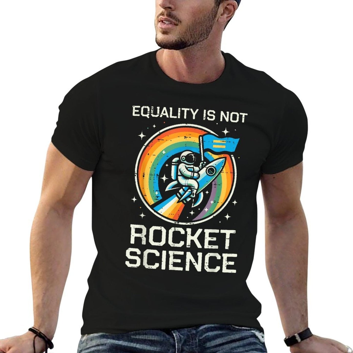 Gay Pride Month Equality Rocket Science LGBTQ Ally Boys Kids  Ribbed Collar T-Shirt