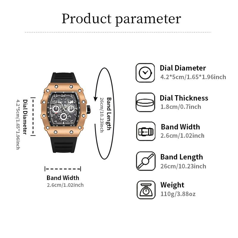 Men'S Colorful Punk Style Quartz Watch, Multi.Functional Waterproof Dual Display Wristwatch, Trendyfashion Sport Watch, Birthday Gift with Gift Boxfashionable Wristwatch Multifunctional Men Luminous Hand